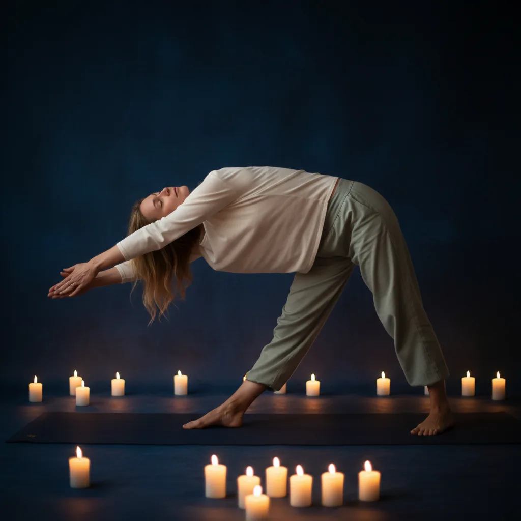 Woman in gentle somatic movement